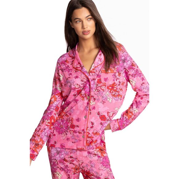 Johnny Was Carly Lobelia Pj Set Long Floral Home Lounge Sleepwear Pink 2 pc NEW - Picture 2 of 6